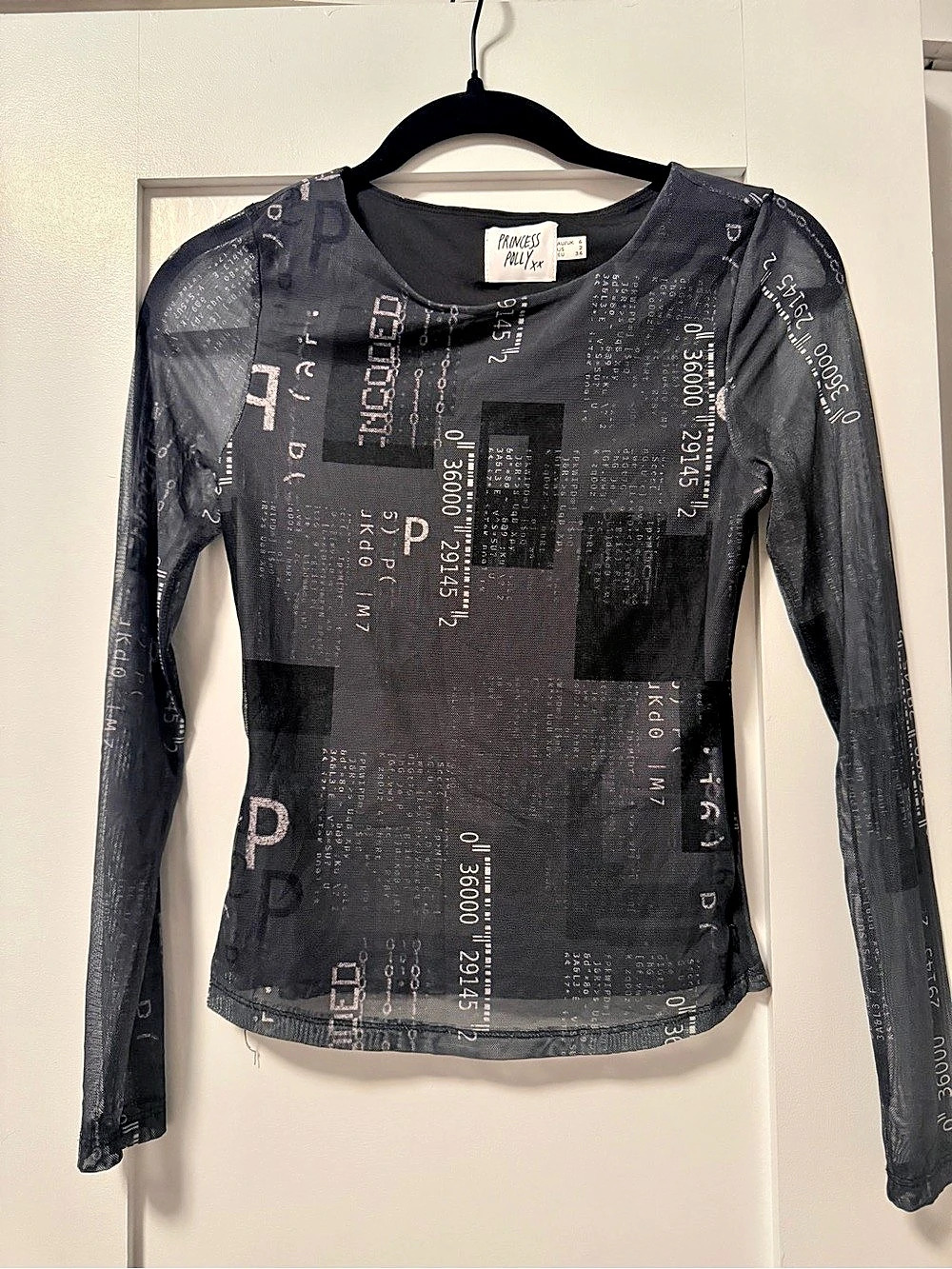 Princess Polly Geometric Mesh Long Sleeve Top